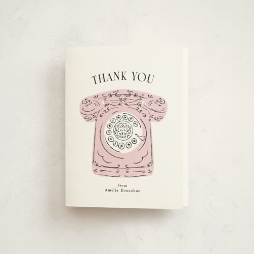 This is a rosebud baby shower thank you cards with standard by Gwen Bedat called baby calling printing on strathmore in standard