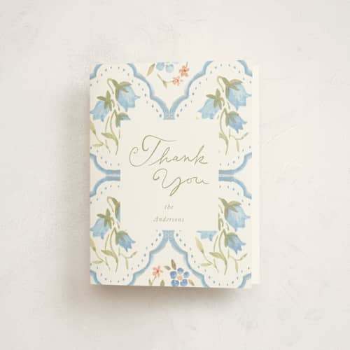 This is a icing baby shower thank you cards with standard by samovilka called bluefloralbaby printing on strathmore in standard