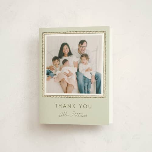 This is a seafoam baby shower thank you cards with standard by Lucrecia Caporale called baby little toys printing on strathmore in standard