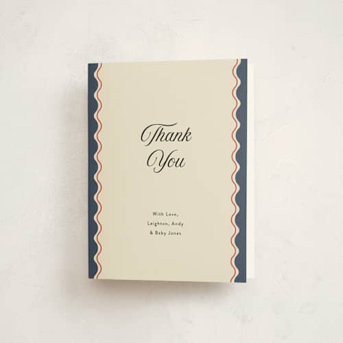 This is a lagoon baby shower thank you cards with standard by Nicoletta Savod called bijou printing on strathmore in standard