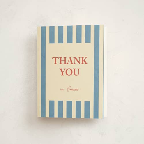 This is a azure baby shower thank you cards with standard by motifmyway called elegant stripes printing on strathmore in standard