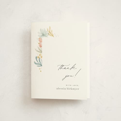 This is a rose baby shower thank you cards with standard by Ashley DeMeyere called blooming brunch printing on strathmore in standard