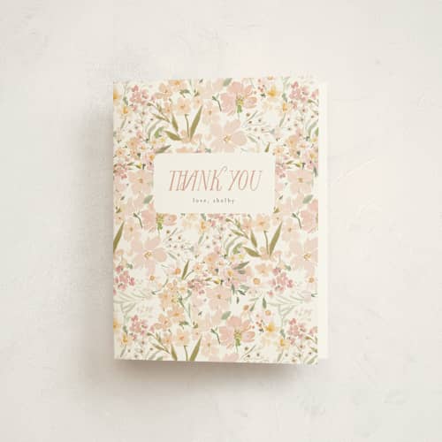 This is a carnation baby shower thank you cards with standard by Itsy Belle Studio called storybook printing on strathmore in standard