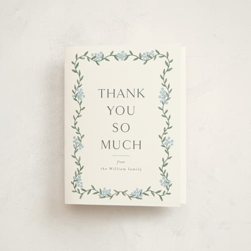 This is a sky baby shower thank you cards with standard by Christy Hy Lee called simple garland printing on strathmore in standard