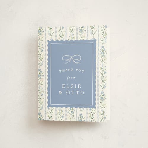 This is a cornflower baby shower thank you cards with standard by Erin L. Wilson called dorothy printing on strathmore in standard