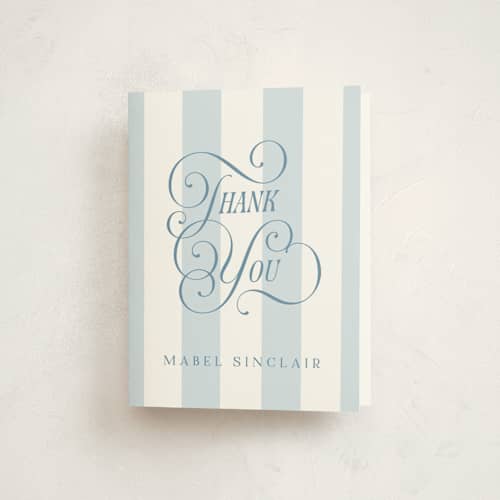 This is a bluebonnet baby shower thank you cards with standard by Laura Hankins called oh boy! printing on strathmore in standard