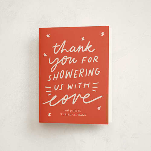 This is a sorbet baby shower thank you cards with standard by Abbigail Lim called sprinkle love and joy printing on strathmore in standard