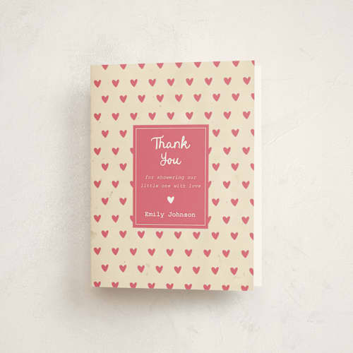 This is a peony baby shower thank you cards with standard by Ilene Guy called build a library printing on strathmore in standard