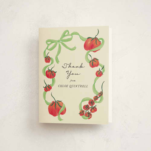 This is a lime baby shower thank you cards with standard by Jackie Crawford called petit pomodoro printing on strathmore in standard