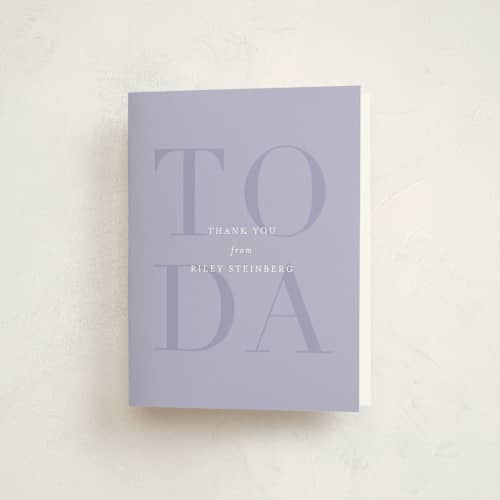 This is a lavender bar mitzvah bat mitzvah invitations with standard by Jackie Crawford called bold mitzvah printing on strathmore in standard