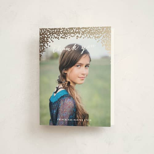 This is a kraft bar mitzvah bat mitzvah invitations with foil pressed by Annie Clark called gold rush printing on strathmore in standard