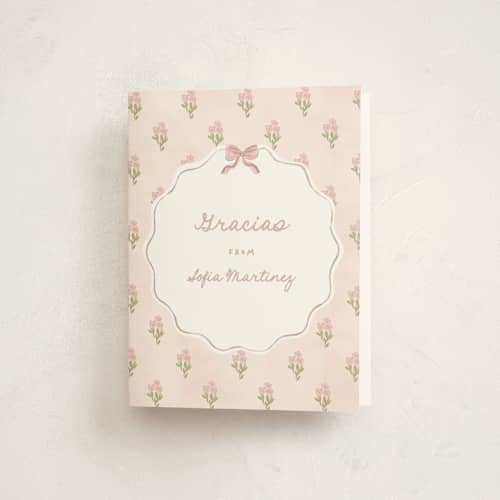 This is a blush kids thank you cards with standard by Creo Study called quinceanera garden printing on strathmore in standard