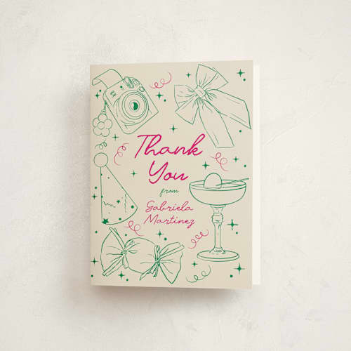 This is a grass kids thank you cards with standard by Celine Nguyen called hand-drawn birthday fun printing on strathmore in standard