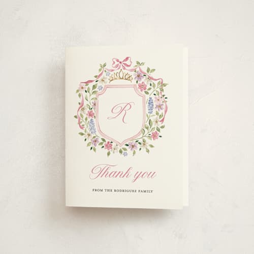 This is a peony kids thank you cards with standard by Sarah Knight called flores printing on strathmore in standard