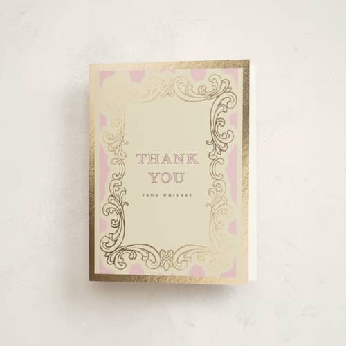 This is a petal sweet sixteen birthday party invitations with foil pressed by Charter Oaks Creative called baroque beauty printing on strathmore in standard