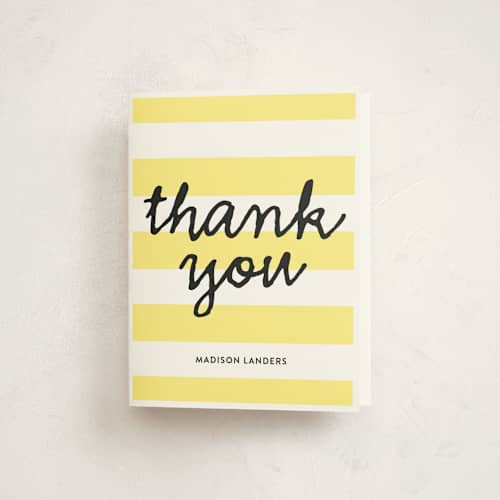 This is a corn kids thank you cards with standard by Dennis Smith called stripes printing on strathmore in standard