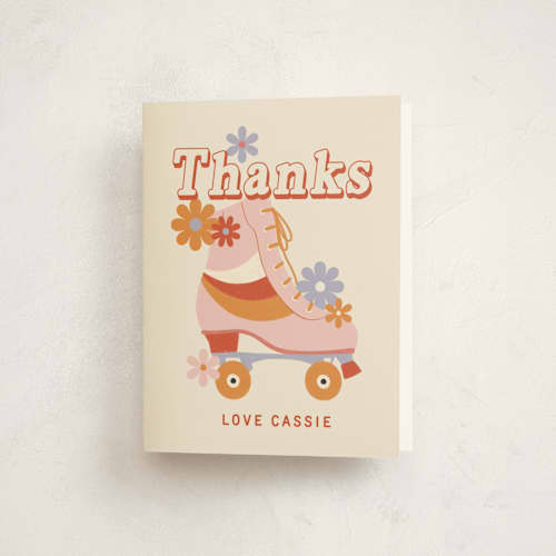 This is a blush kids thank you cards with standard by Kiersten Garner called sweet rollin' printing on strathmore in standard