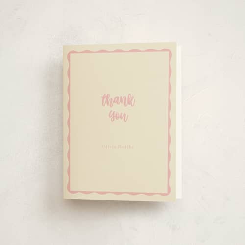 This is a cotton candy kids thank you cards with standard by Baumbirdy called lambeth cake printing on strathmore in standard