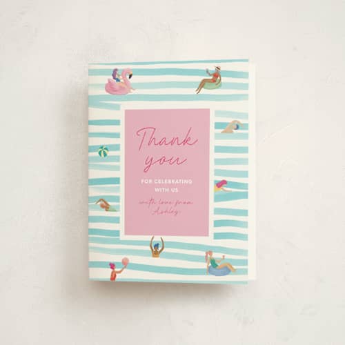 This is a pool thank you cards with standard by Elly called summer party printing on strathmore in standard