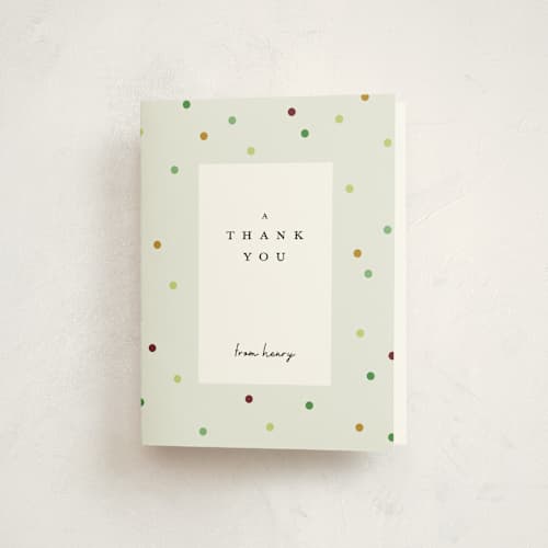 This is a glass thank you cards with standard by mo kelley called shhh printing on strathmore in standard