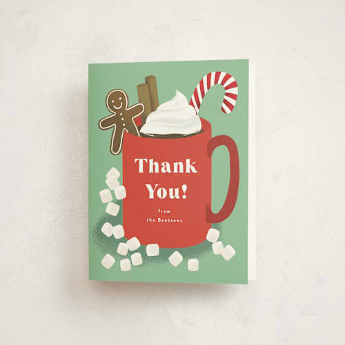 This is a pine thank you cards with standard by Alethea and Ruth called hot chocolate printing on strathmore in standard