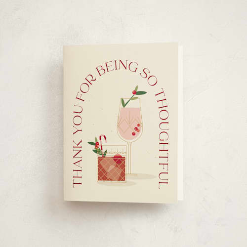 This is a manhattan thank you cards with standard by Susan Zinader called holiday spirits printing on strathmore in standard