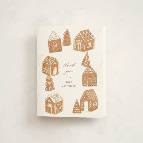 This is a icing thank you cards with standard by Rebecca Durflinger called gingerbread bakery printing on strathmore in standard