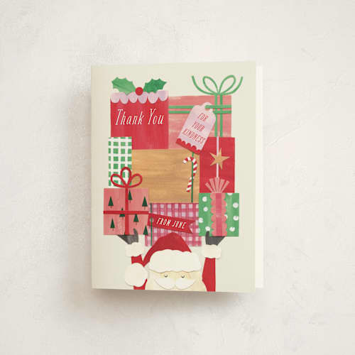 This is a jolly thank you cards with standard by Sarah Knight called secret santa printing on strathmore in standard
