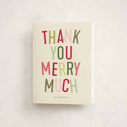 This is a ivory thank you cards with standard by Baumbirdy called la party printing on strathmore in standard