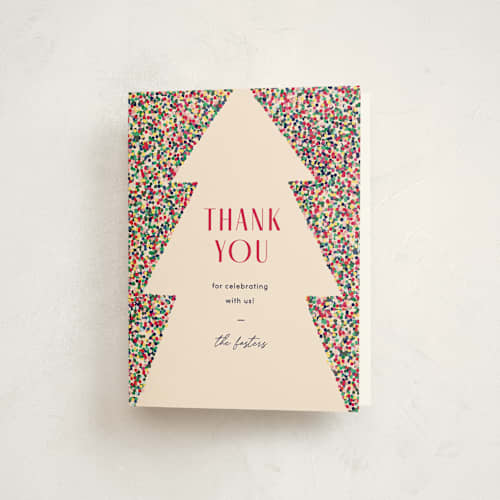 This is a fruitcake thank you cards with standard by Pixel and Hank called holiday cheer printing on strathmore in standard
