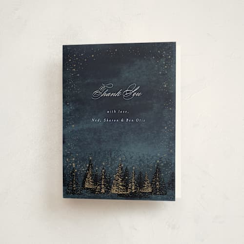This is a night thank you cards with standard by AK Graphics called frosted wonderland printing on strathmore in standard