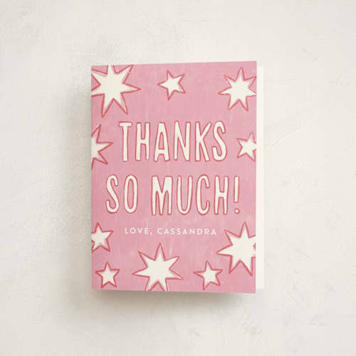 This is a cotton candy thank you cards with standard by Kercia Jane called starry celebration printing on strathmore in standard
