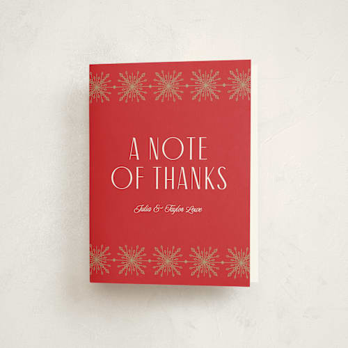 This is a cardinal thank you cards with standard by Melanie Kosuge called filigree printing on strathmore in standard