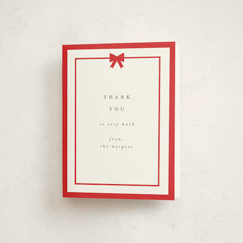 This is a holly berry thank you cards with standard by AK Graphics called bow printing on strathmore in standard