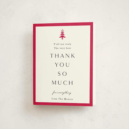 This is a poinsettia thank you cards with standard by Amy Kross called edged printing on strathmore in standard