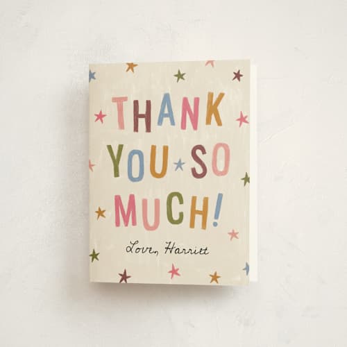 This is a bloom thank you cards with standard by Kercia Jane called hip hip hooray printing on strathmore in standard