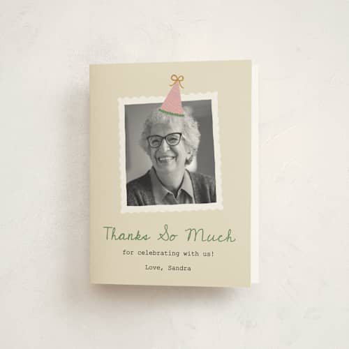 This is a confetti thank you cards with standard by Kercia Jane called birthday snapshot printing on strathmore in standard