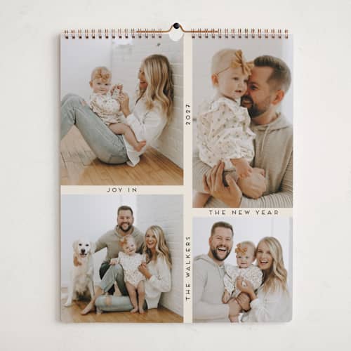 This is a ecru photo calendars with standard by Morgan Kendall called grid printing on premium calendar paper in grand