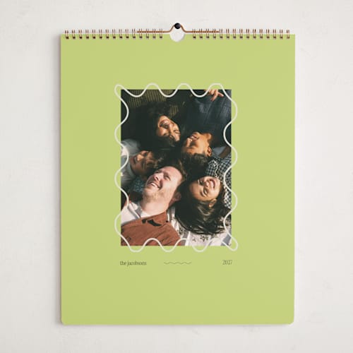 This is a lime photo calendars with standard by Hattie and Jane called squiggle giggle printing on premium calendar paper in grand