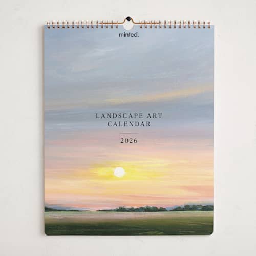 This is a white photo calendars with standard by Multiple Artists called landscape art calendar 2026 printing on premium calendar paper in grand