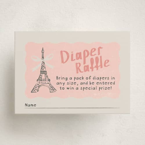 This is a petal baby shower insert cards with standard by Karidy Walker called paris postcard printing on signature in standard