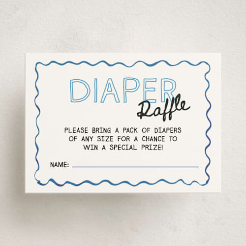 This is a denim baby shower insert cards with standard by Cass Loh called nautical doodles printing on signature in standard