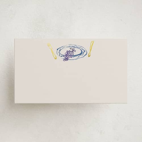 This is a hydrangea blank hosting stationery with standard by Cass Loh called tablescape drawing printing on signature in placecard