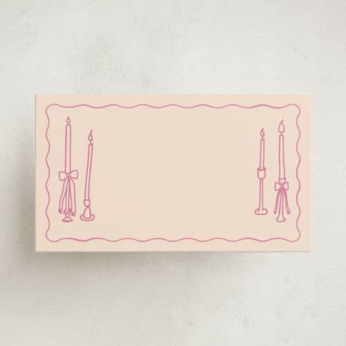 This is a bubblegum blank hosting stationery with standard by Ellen Schlegelmilch called candlesticks printing on signature in placecard