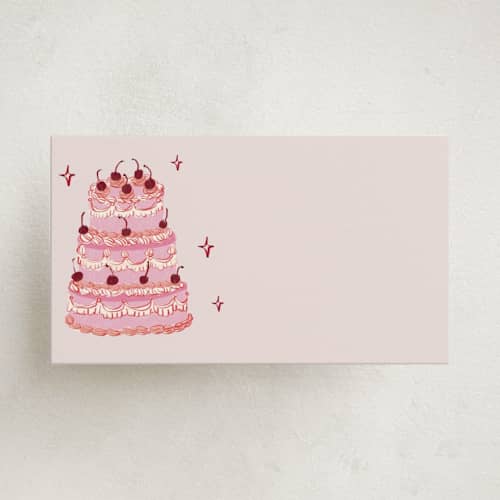 This is a blush small cards with standard by Cass Loh called vintage wedding cake printing on signature in 4.25x5.5