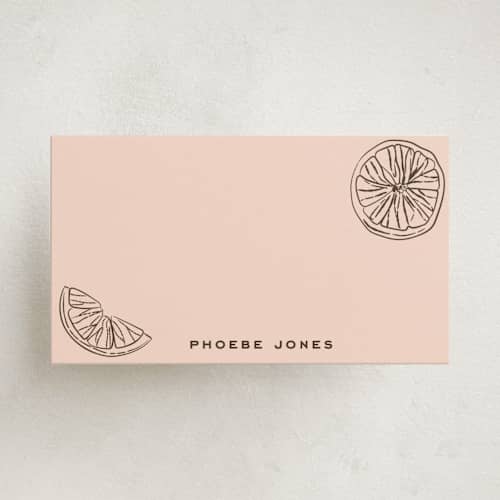 This is a peach small cards with standard by Megan Davis called garnish printing on signature in 4.25x5.5