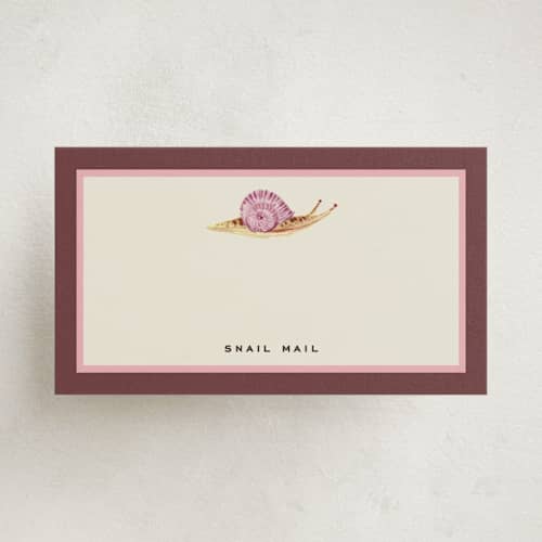 This is a raspberry small cards with standard by Pati Cascino called snail mail printing on signature in 4.25x5.5