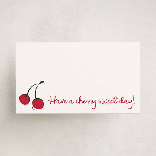 This is a tomato small cards with standard by Kelly Watkins called cherries printing on signature in 4.25x5.5