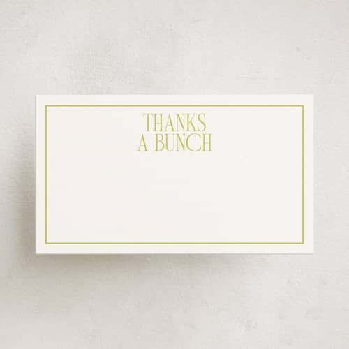 This is a lime small cards with standard by Ellen Schlegelmilch called elegant serif printing on signature in 4.25x5.5