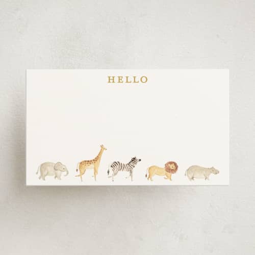 This is a butter small cards with standard by Sarah Knight called menagerie printing on signature in 4.25x5.5